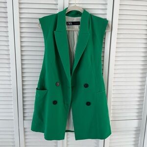 💚 Green Zara Sleeveless Tunic Blazer